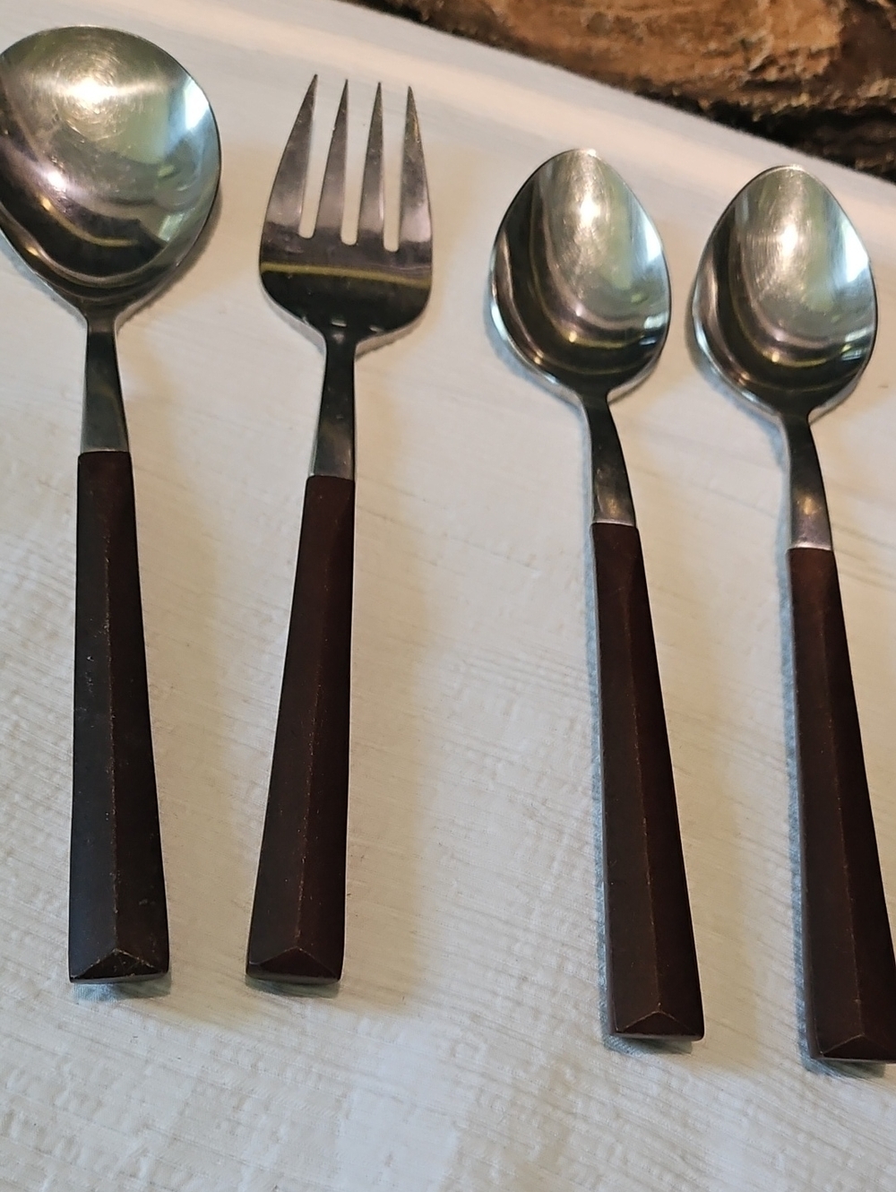 Vintage Woodwind Stainless Steel Serving Pieces- Japan